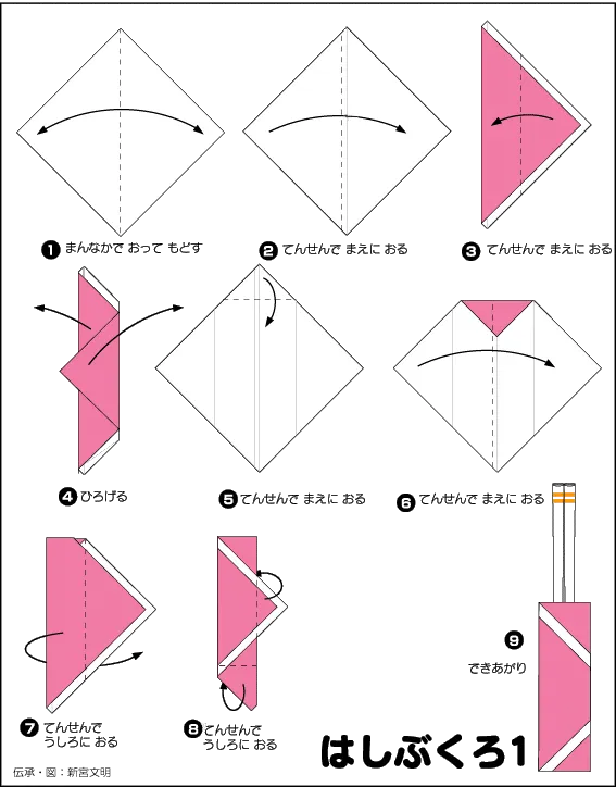 Hướng dẫn gấp Túi đựng đũa 2 - Gấp giấy Origami diagram